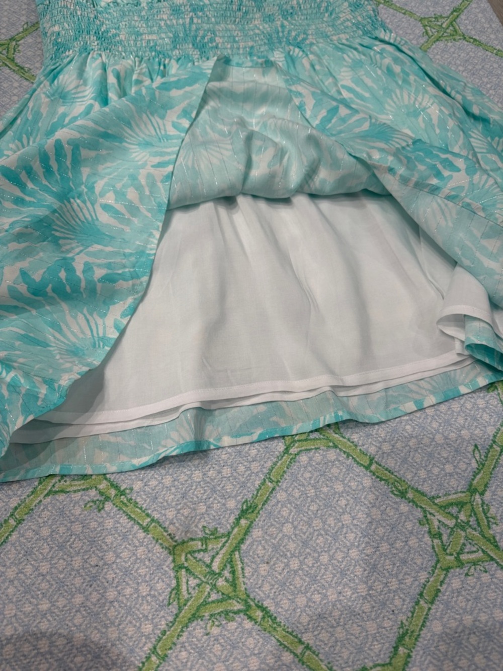 Vineyard Vines Aqua & White Floral Tiered Casual Dress - Picture 5 of 5
